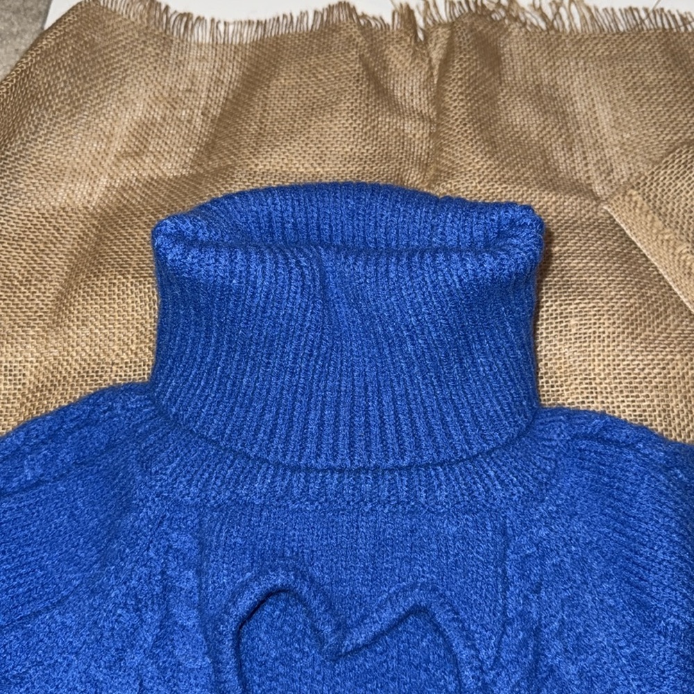 GUC Blue Turtleneck Cable Knit Sweater - Picture 3 of 5